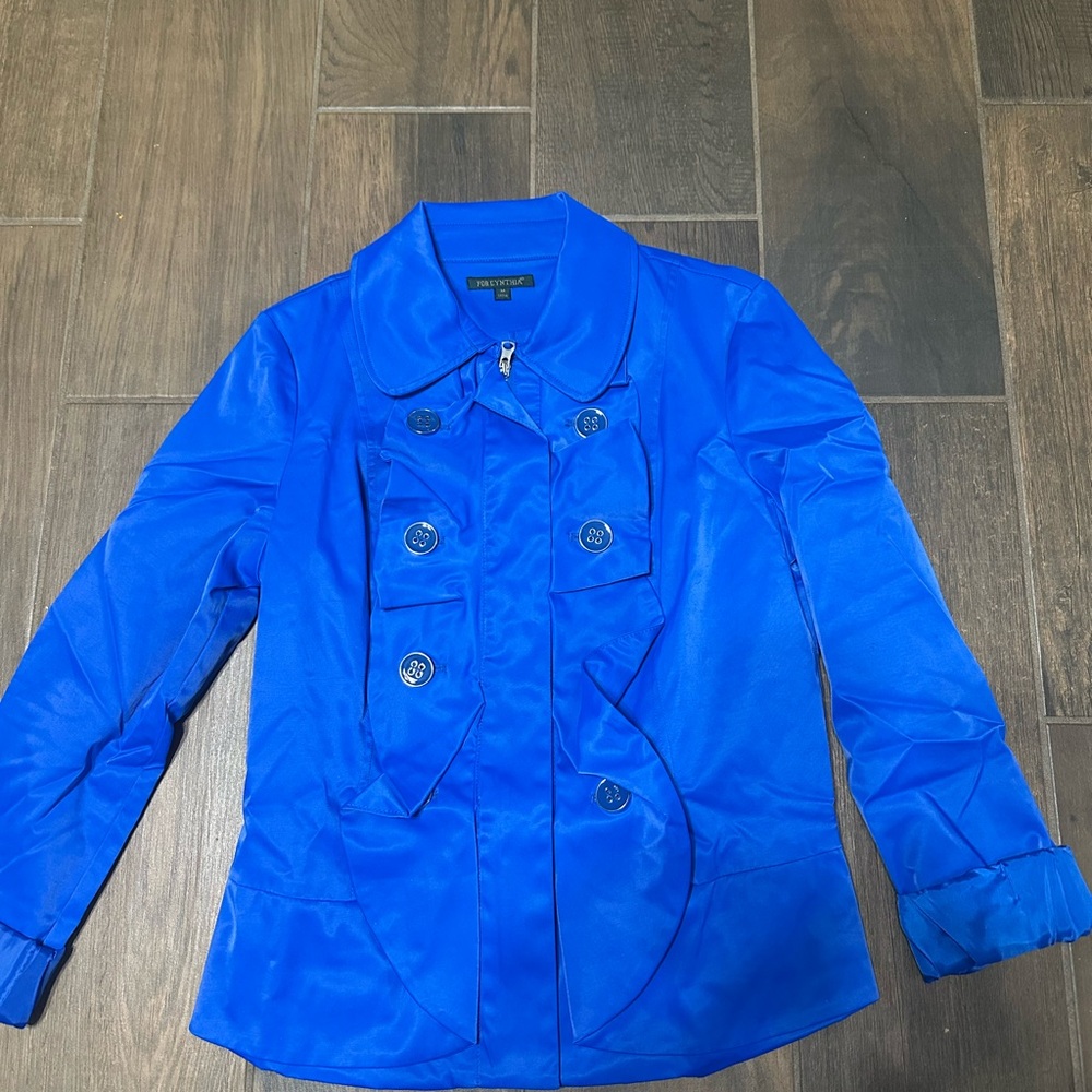 For Cynthia Vibrant Blue Pea Coat